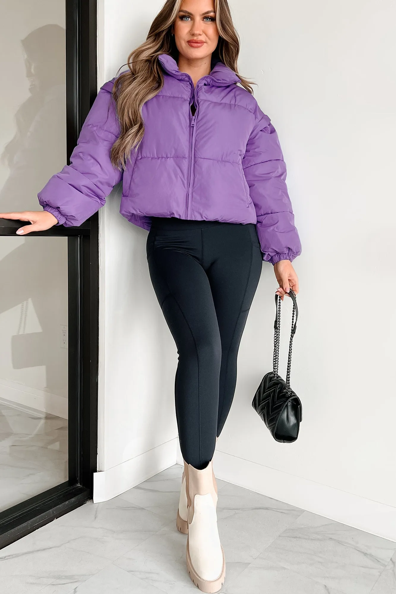 Changing Climate Detachable Sleeve Puffer Jacket (Purple)