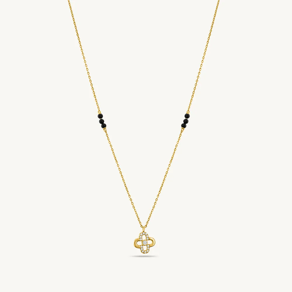 Clover Diamond Studded Mangalsutra | 18k Gold Vermeil