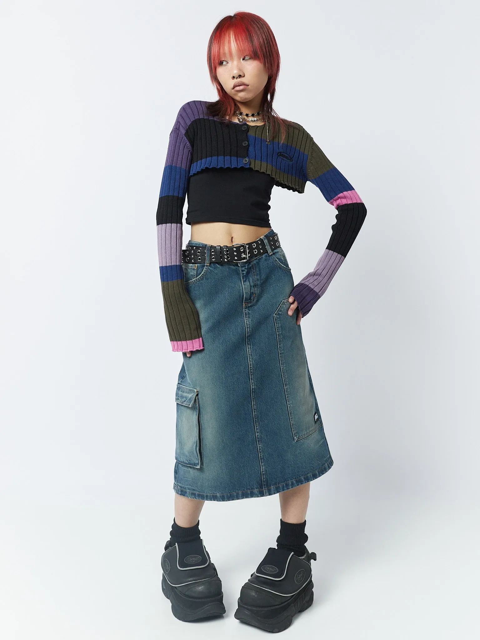 Clueless Multi-Colour Extreme Cropped Cardigan