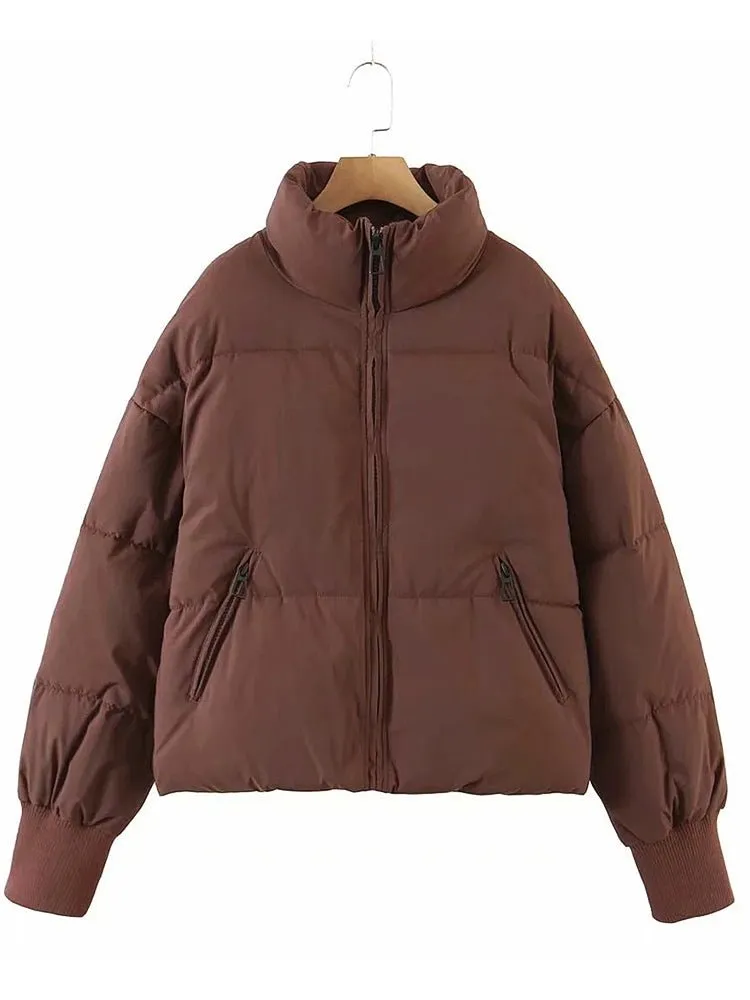 Coats Solid Loose Short Down Jacket for Women