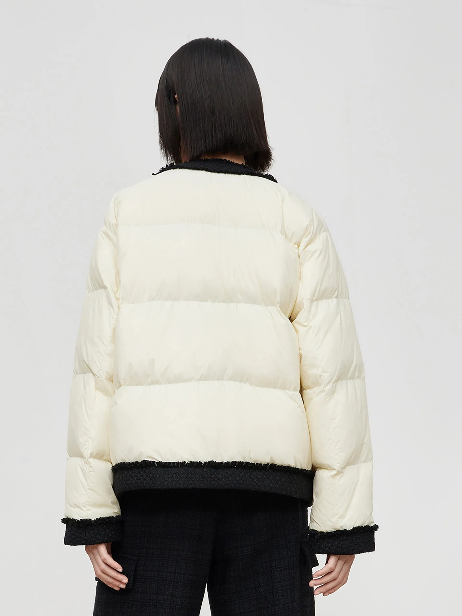 Contrast Quilted Cropped Down Jacket