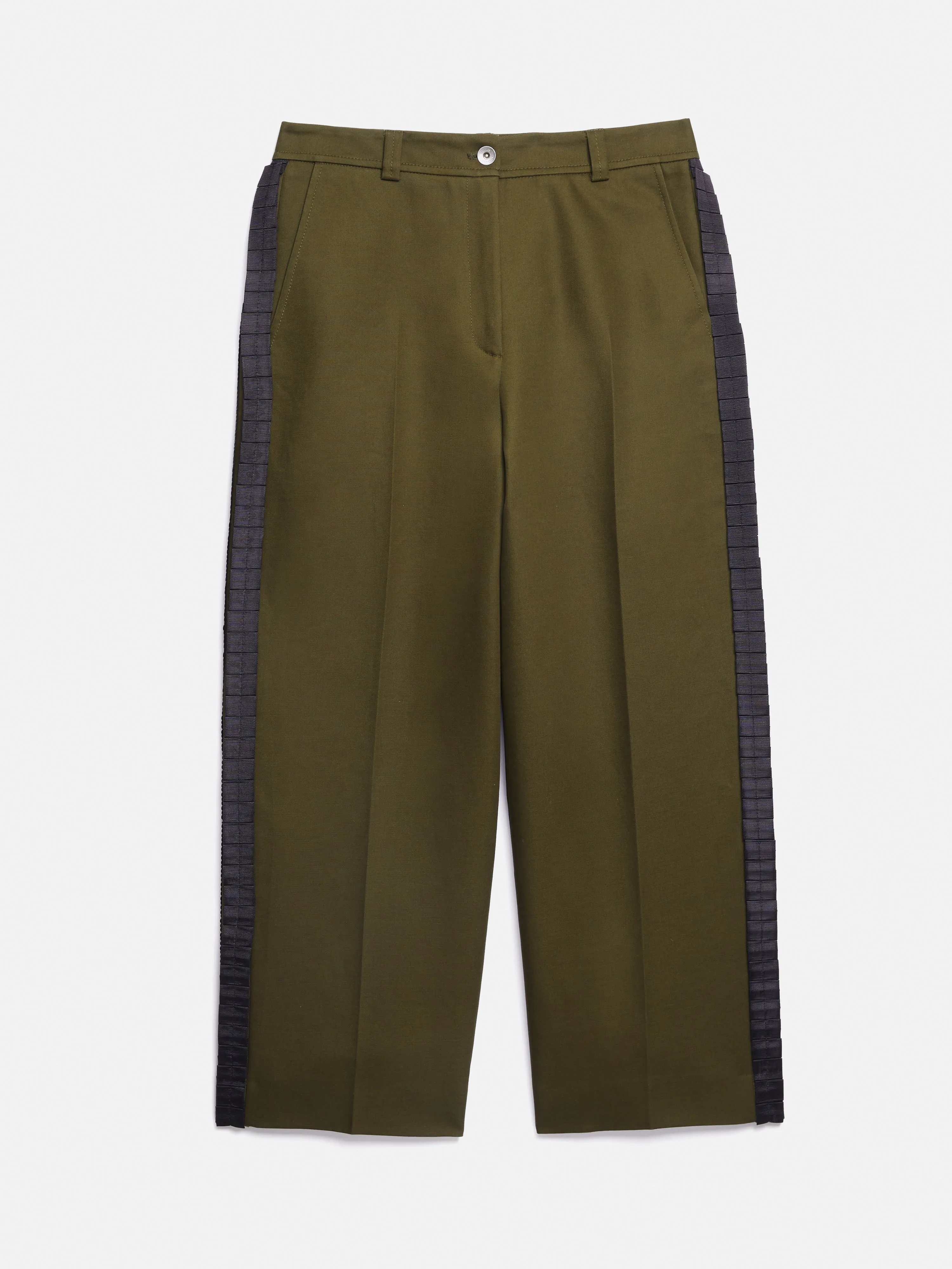 Cotton Trim Detail Trouser | Khaki