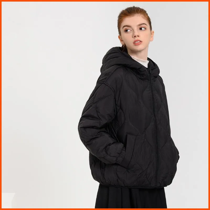 Cropped Quilted Hooded Down Jacket