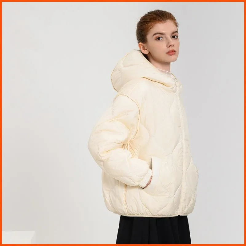 Cropped Quilted Hooded Down Jacket