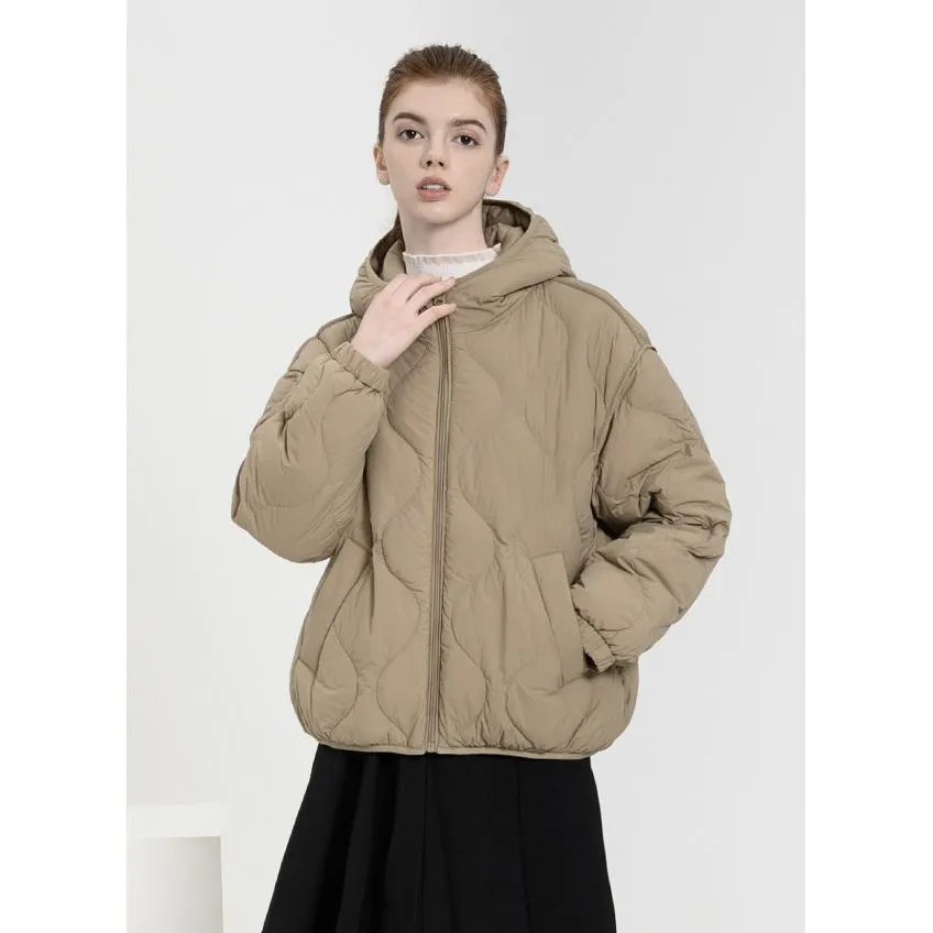 Cropped Quilted Hooded Down Jacket