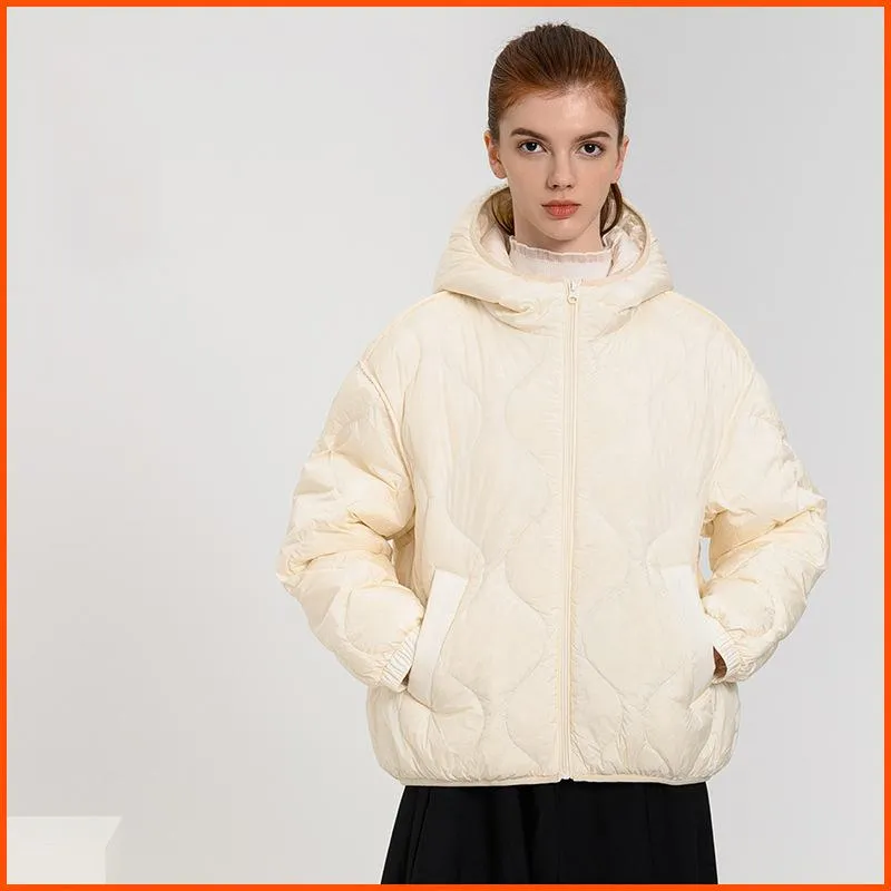 Cropped Quilted Hooded Down Jacket