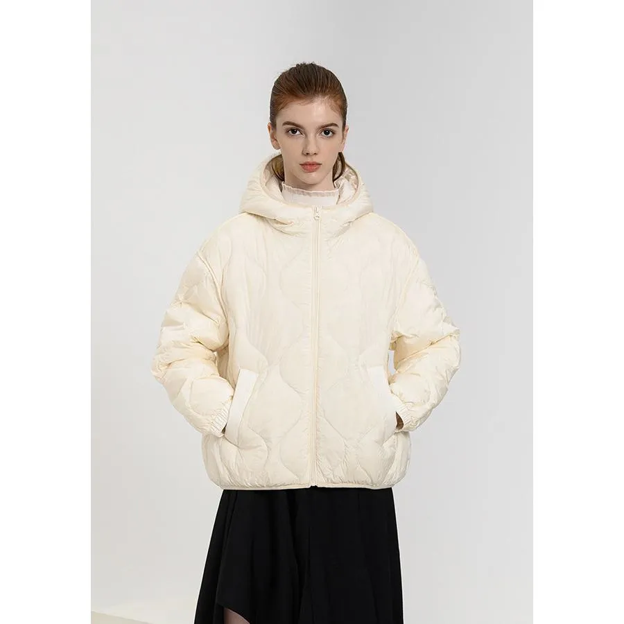 Cropped Quilted Hooded Down Jacket