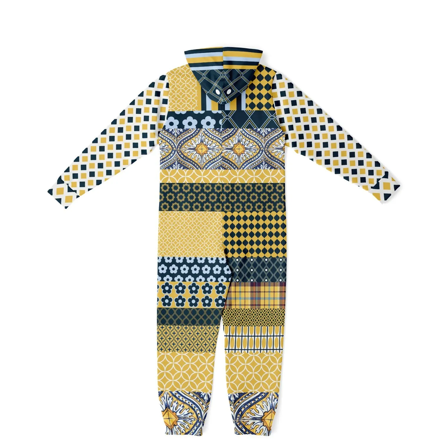 Dauphin Diamond Stripe Patchwork Unisex Fleece Romper