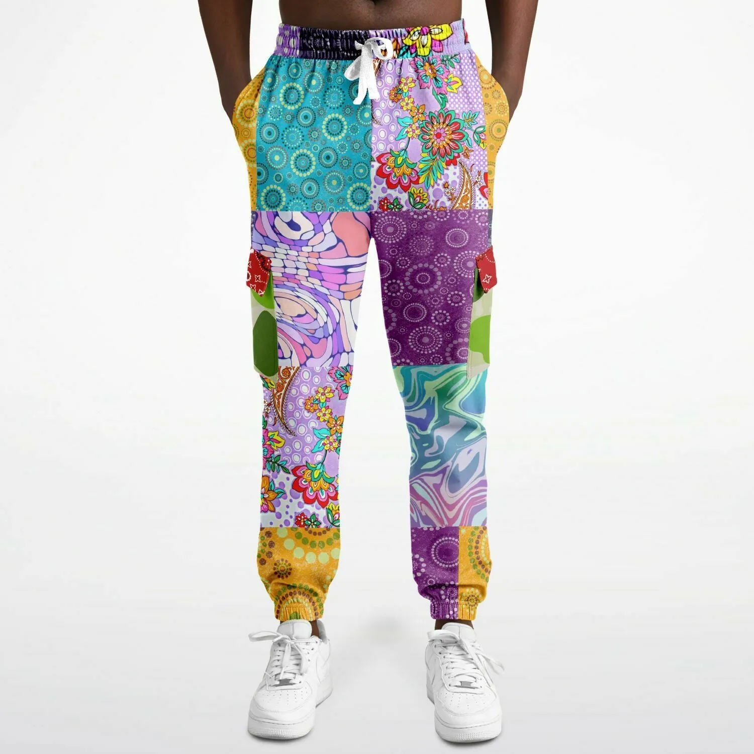 Delirium Hippie Patchwork Solar Flare Unisex Eco-Poly Cargo Joggers