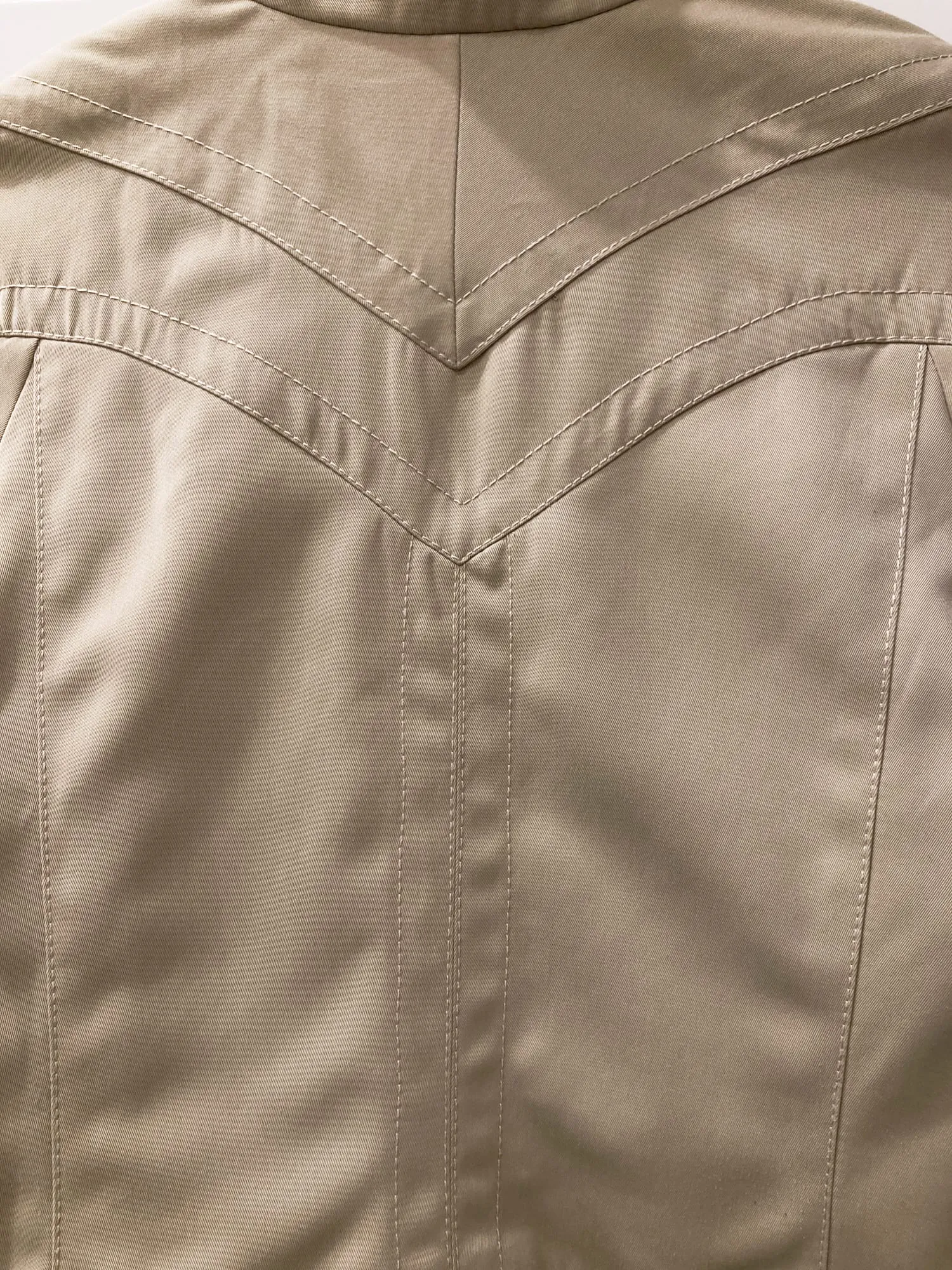 Dirk Bikkembergs 1990s 2000s beige paneled drill high neck zip jacket - size 42