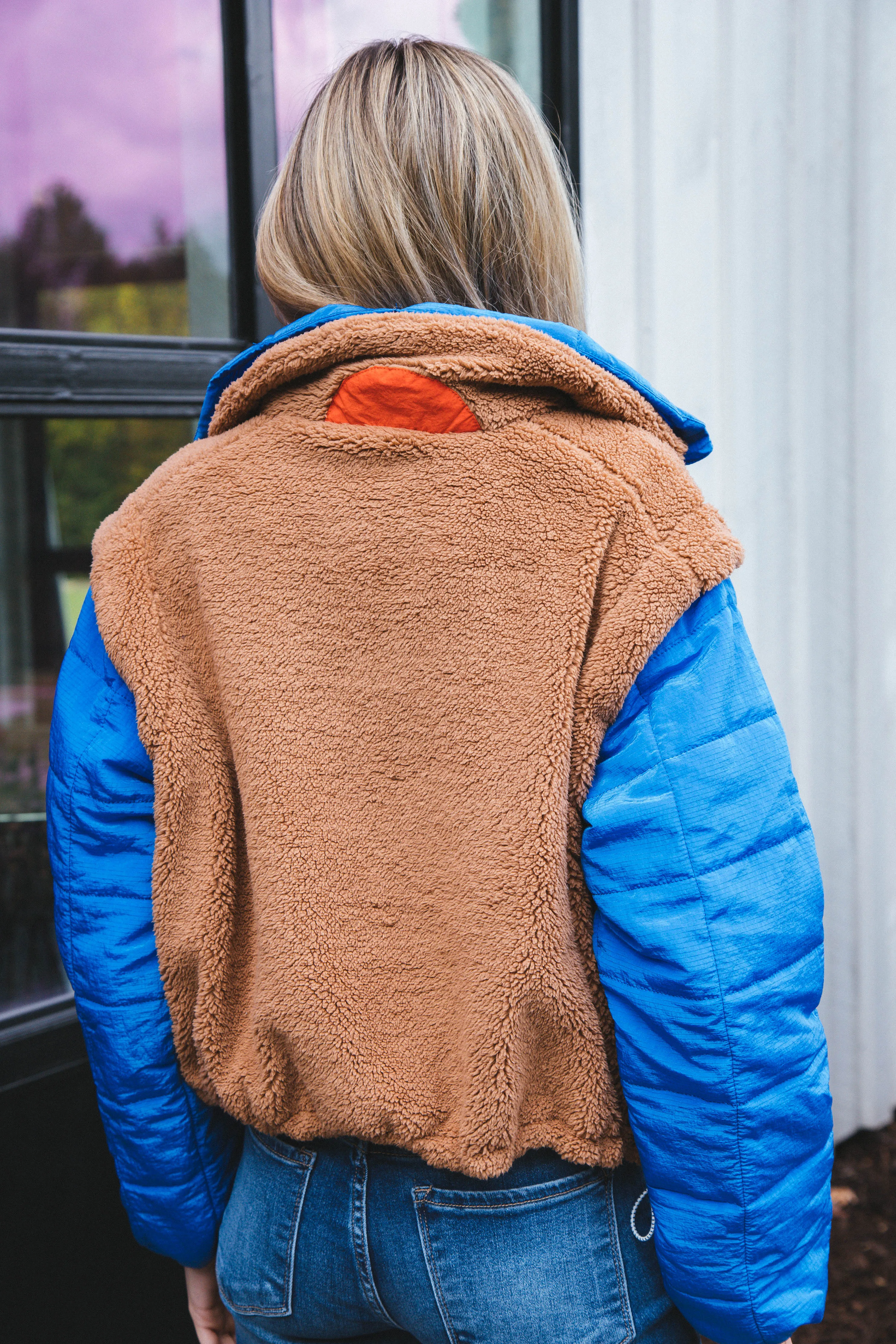 Dixie Fleece with Puffer Sleeve Pullover, Mocha Combo