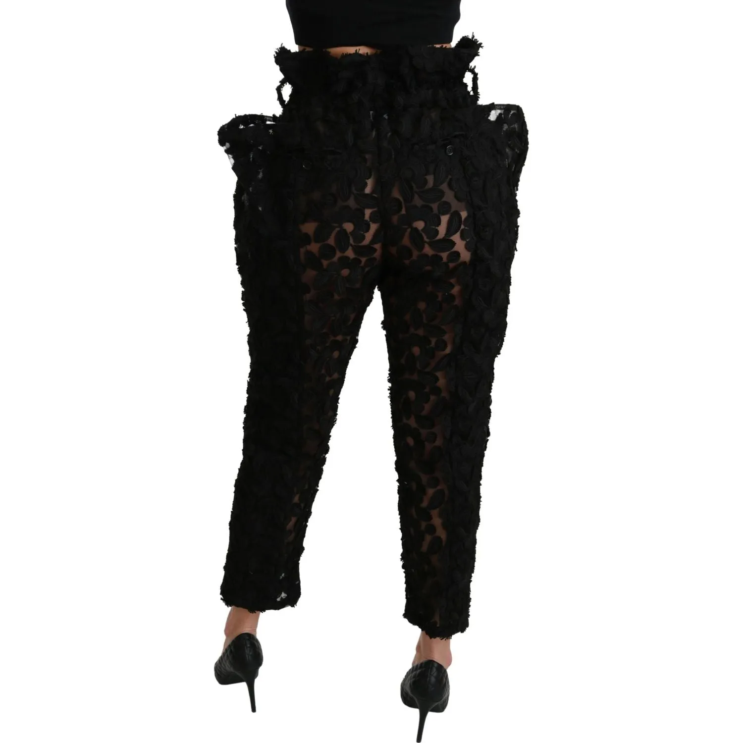 Dolce & Gabbana Chic Tapered High Waist Lace Pants