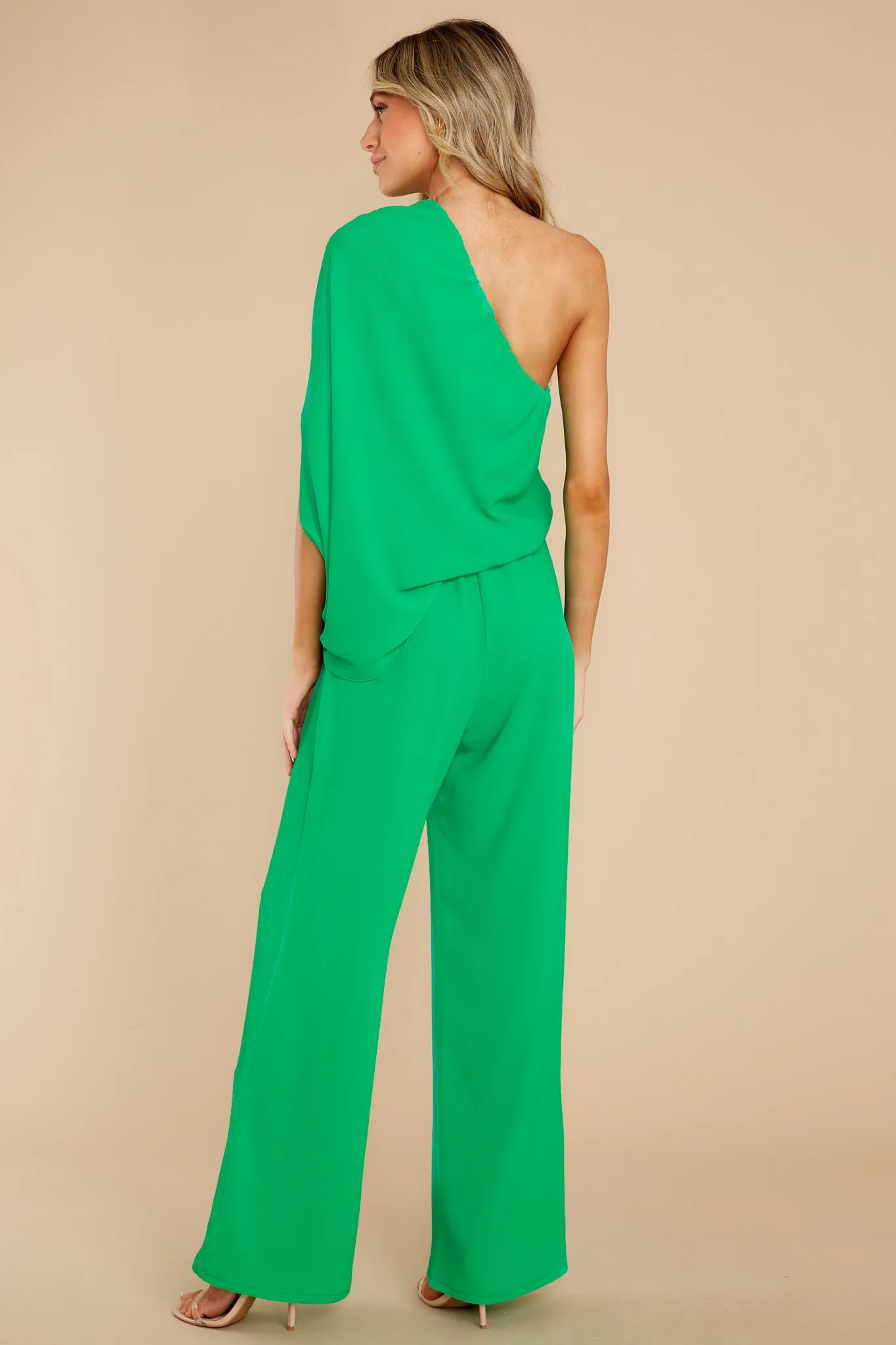 Dreaming Of New Green One Shoulder Jumpsuit