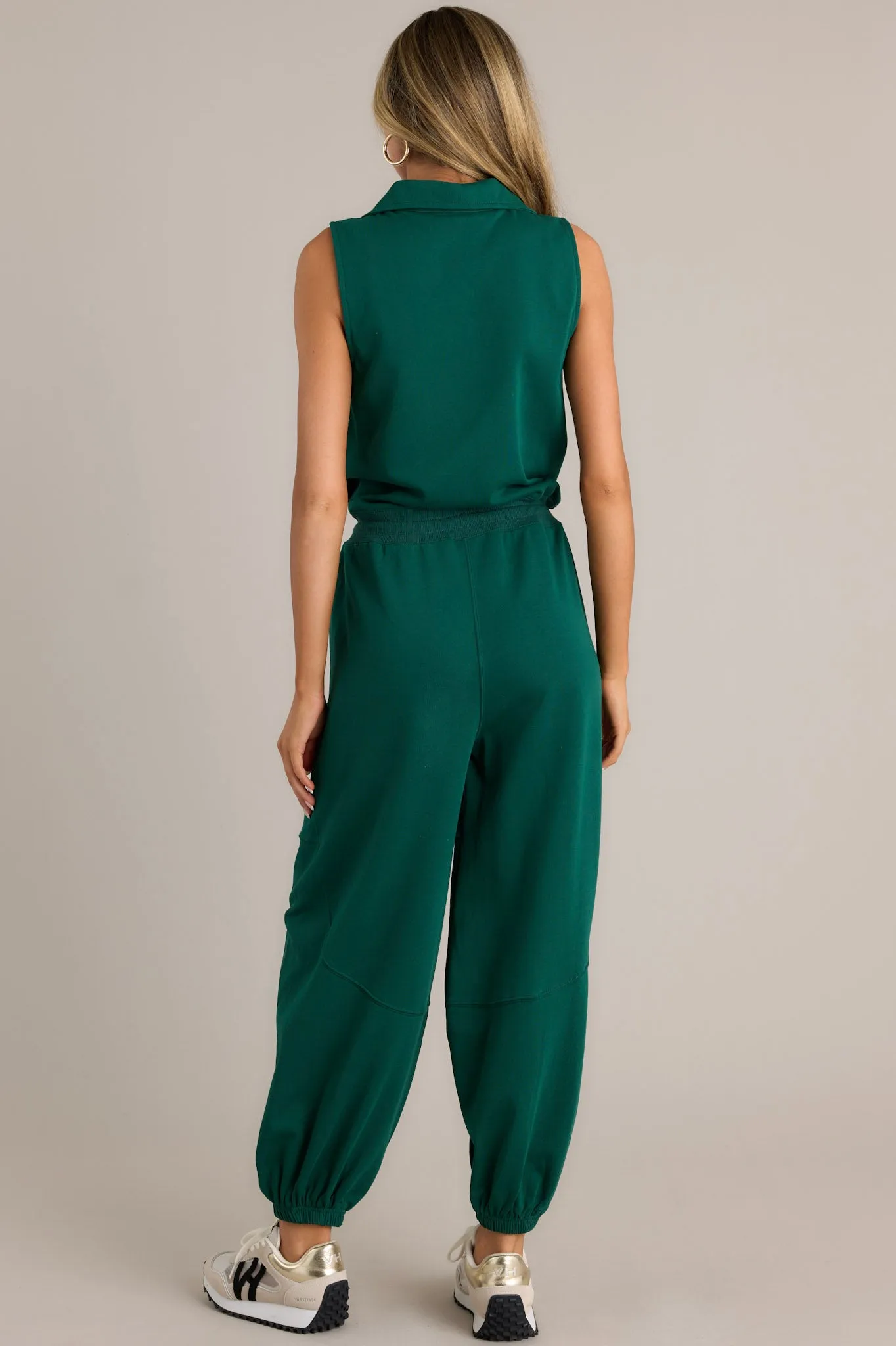 Effortless Luxe Hunter Green Zip Front Jumpsuit