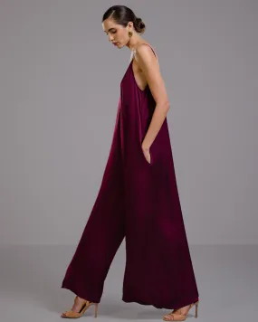 Eliza Satin Jumpsuit | Burgundy