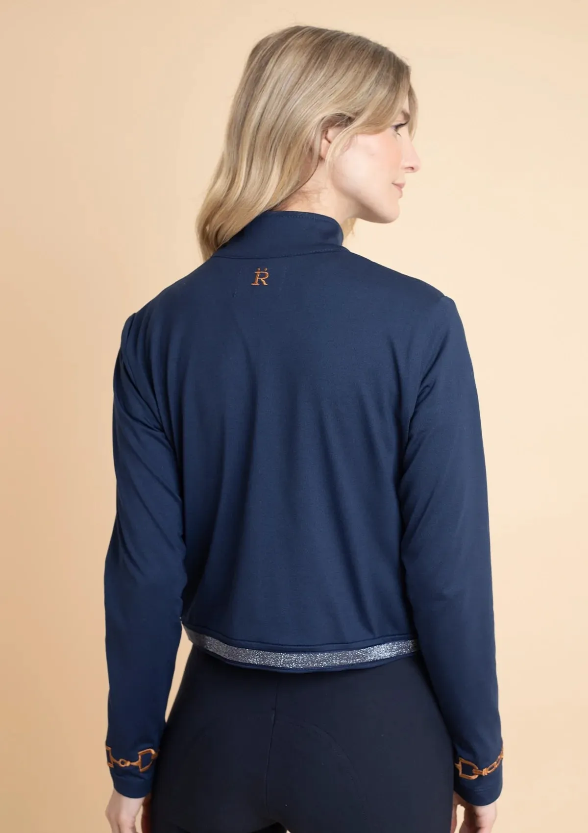 Ember Embroidered Cropped Zip Jacket | Navy