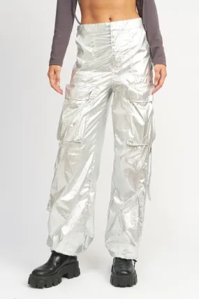 Emory Park METALLIC CARGO PANTS