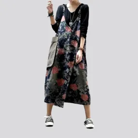 Fashion dark floral denim dress