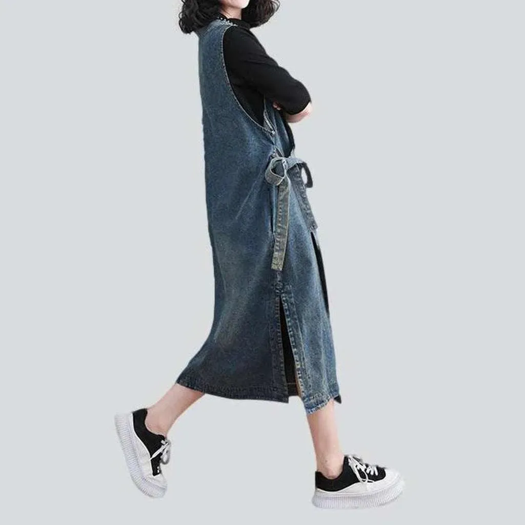 Fashionable asymmetric denim dress