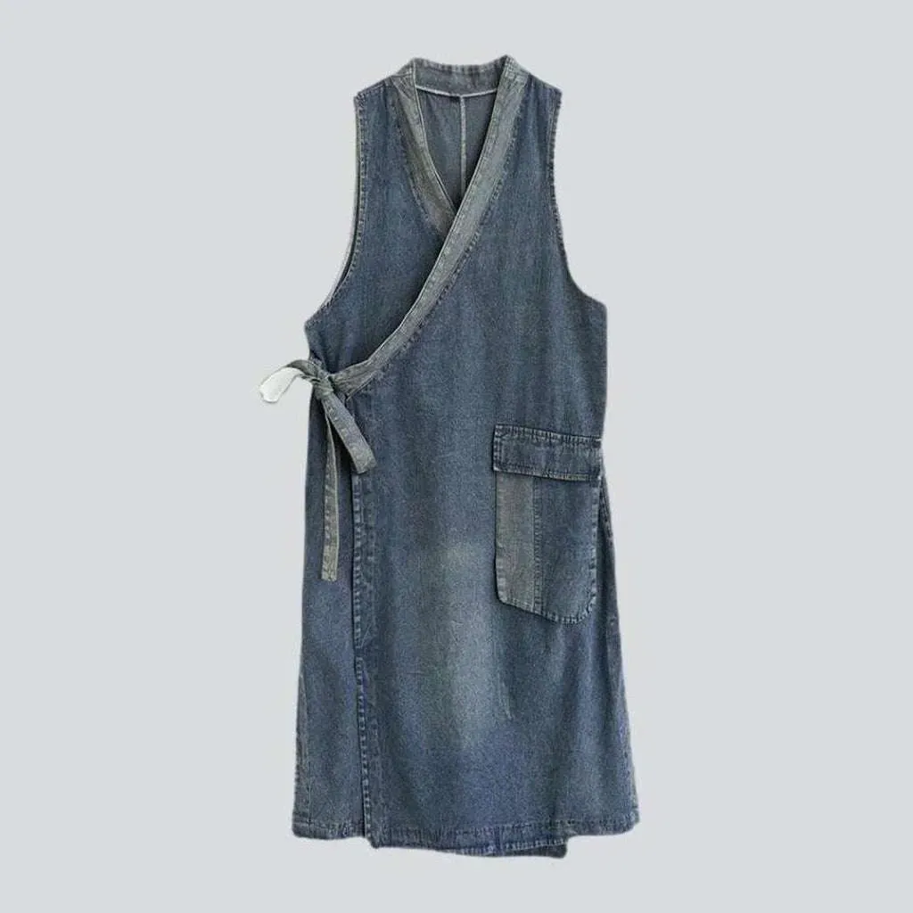 Fashionable asymmetric denim dress