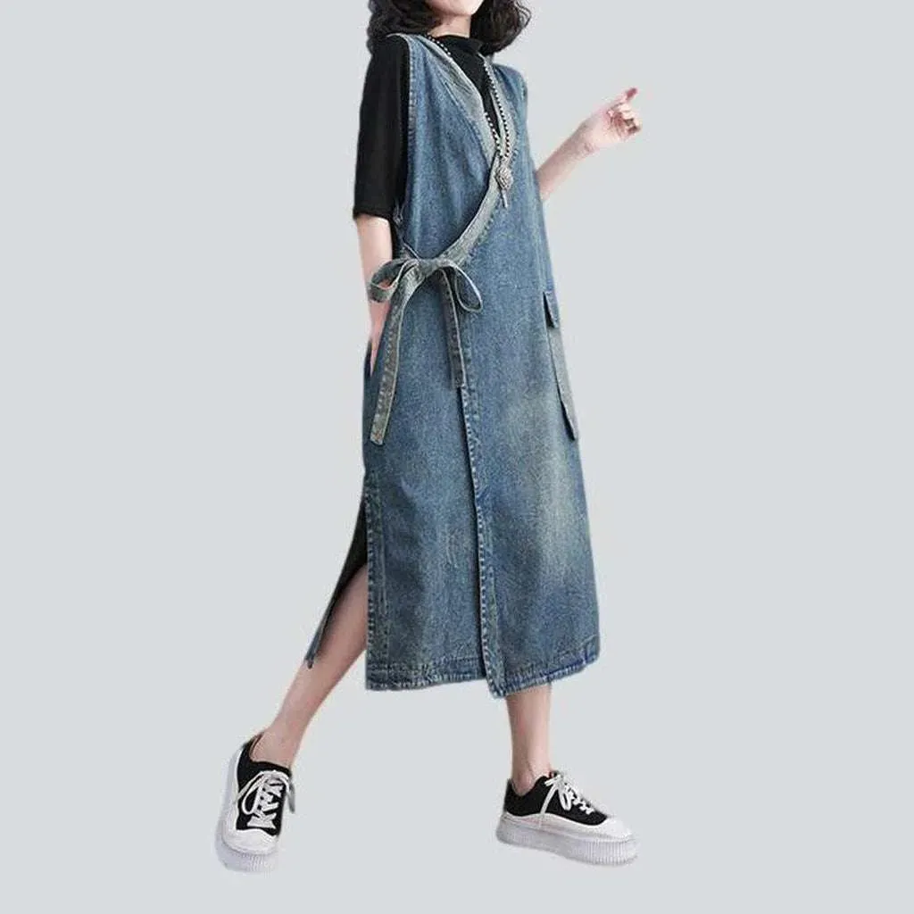 Fashionable asymmetric denim dress