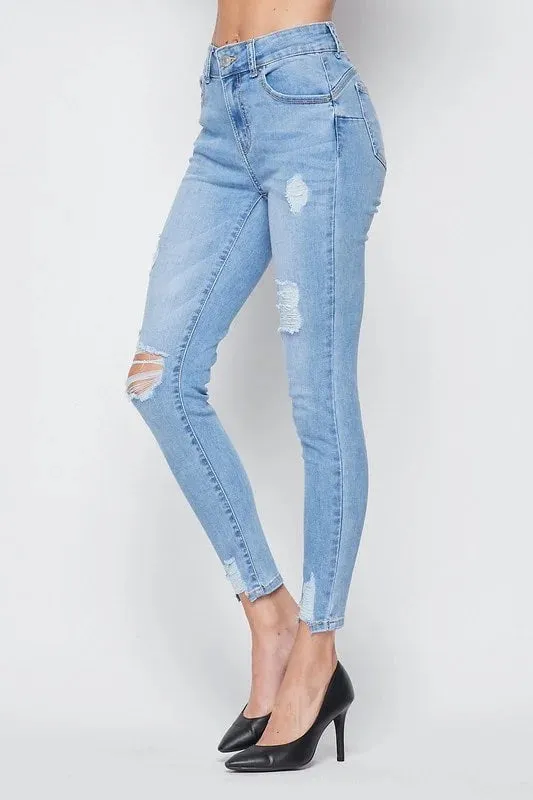 Figure Hugging Distressed Skinny Jeans