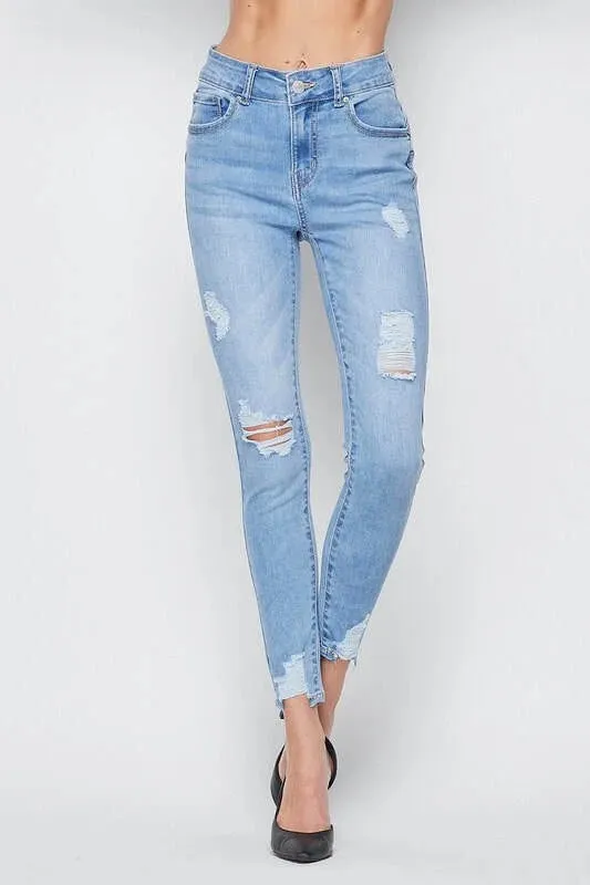 Figure Hugging Distressed Skinny Jeans