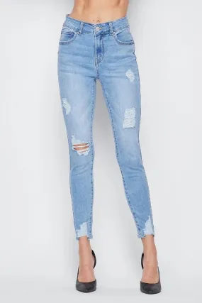 Figure Hugging Distressed Skinny Jeans