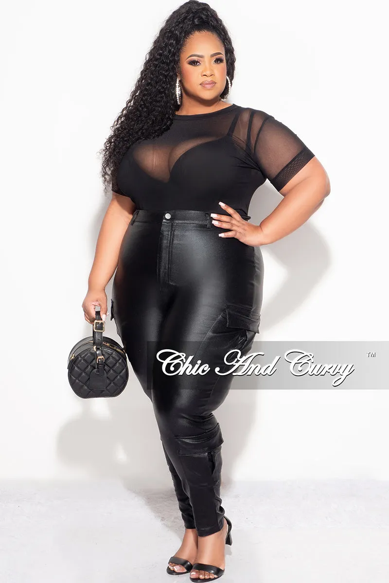 Final Sale Plus Size Slim Cargo Pants in Metallic Black