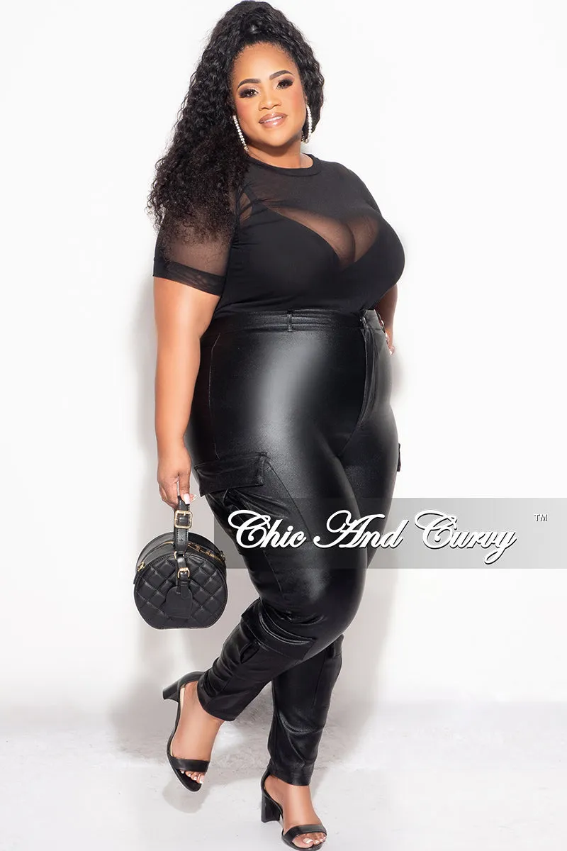 Final Sale Plus Size Slim Cargo Pants in Metallic Black