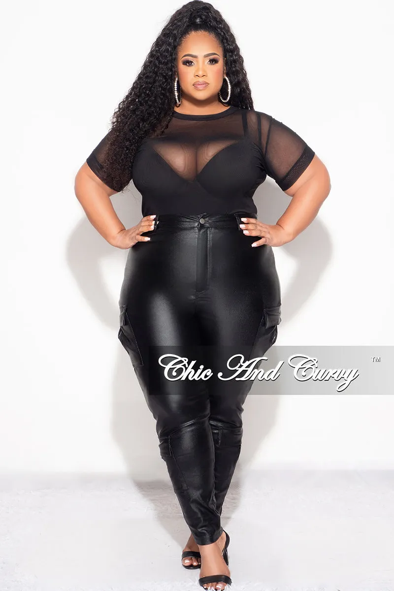 Final Sale Plus Size Slim Cargo Pants in Metallic Black