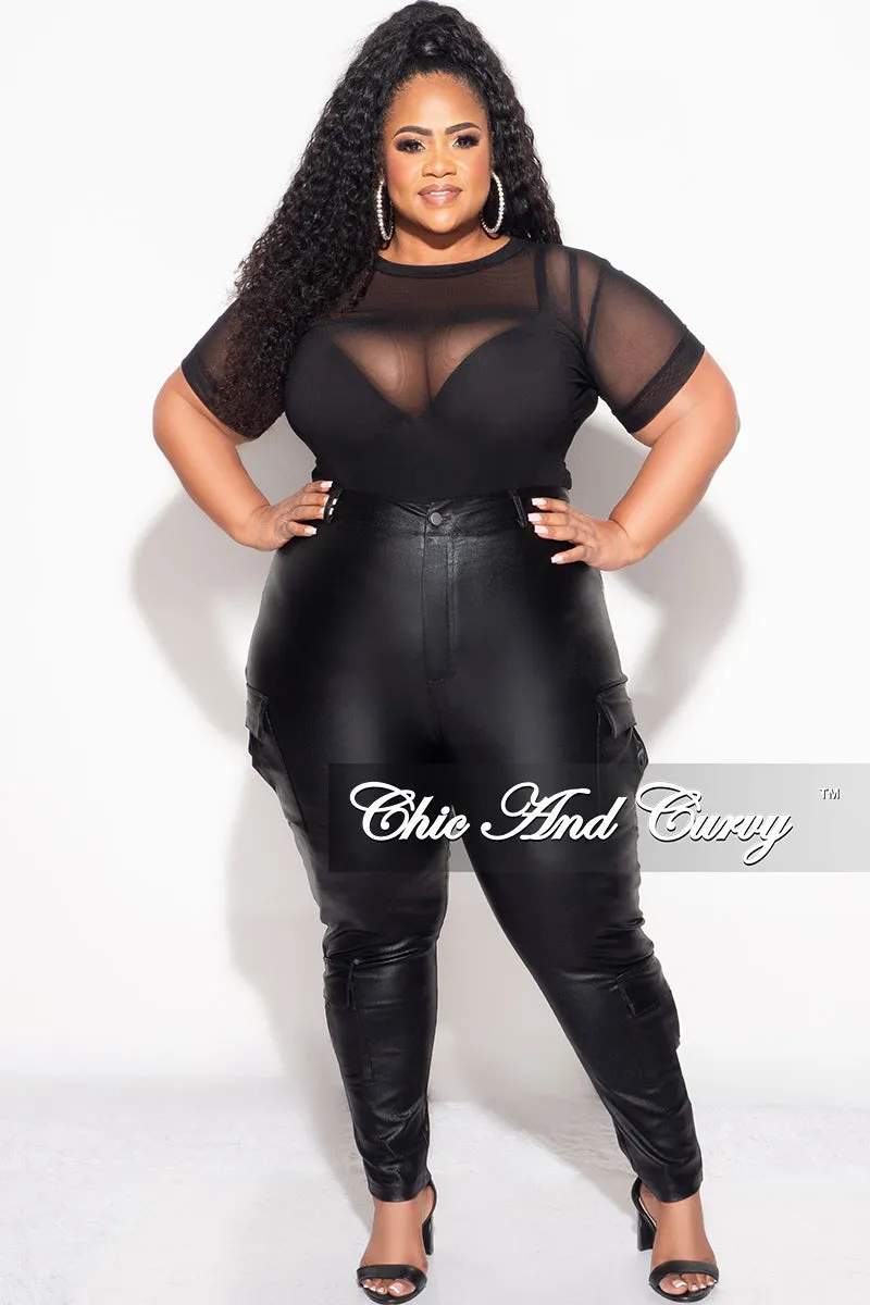 Final Sale Plus Size Slim Cargo Pants in Metallic Black