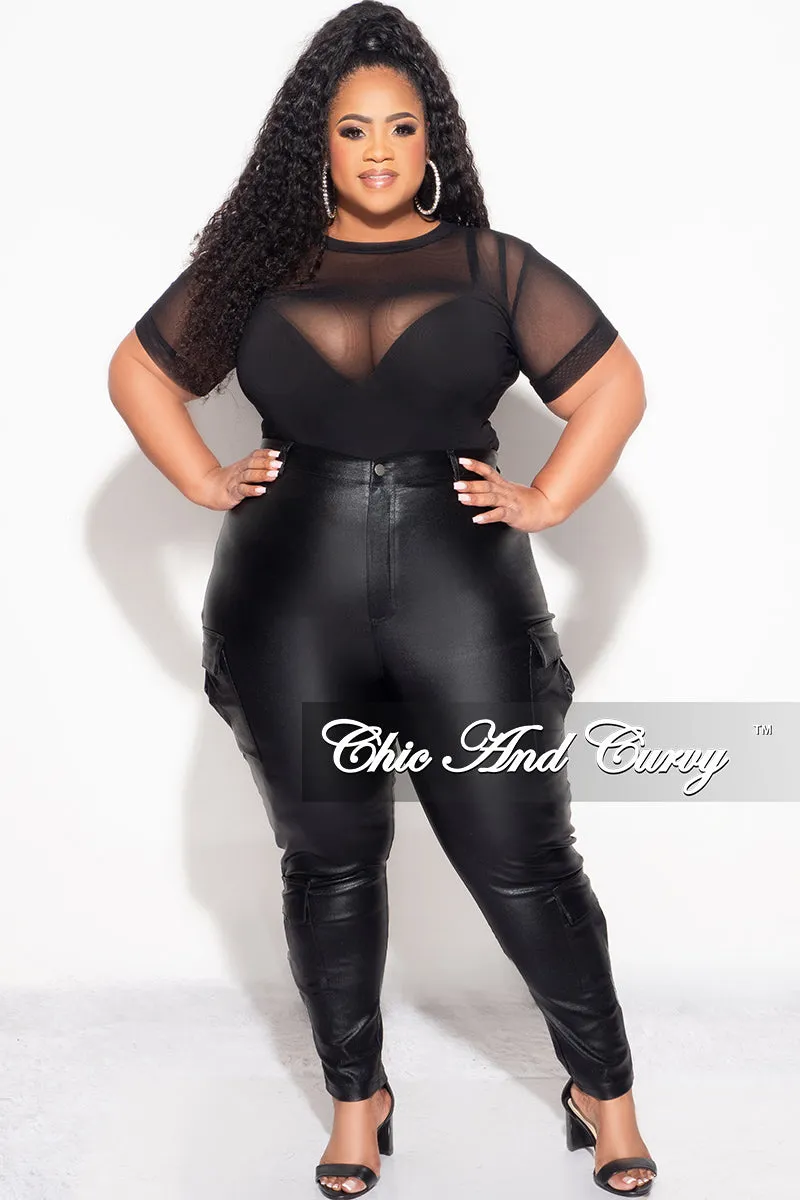 Final Sale Plus Size Slim Cargo Pants in Metallic Black