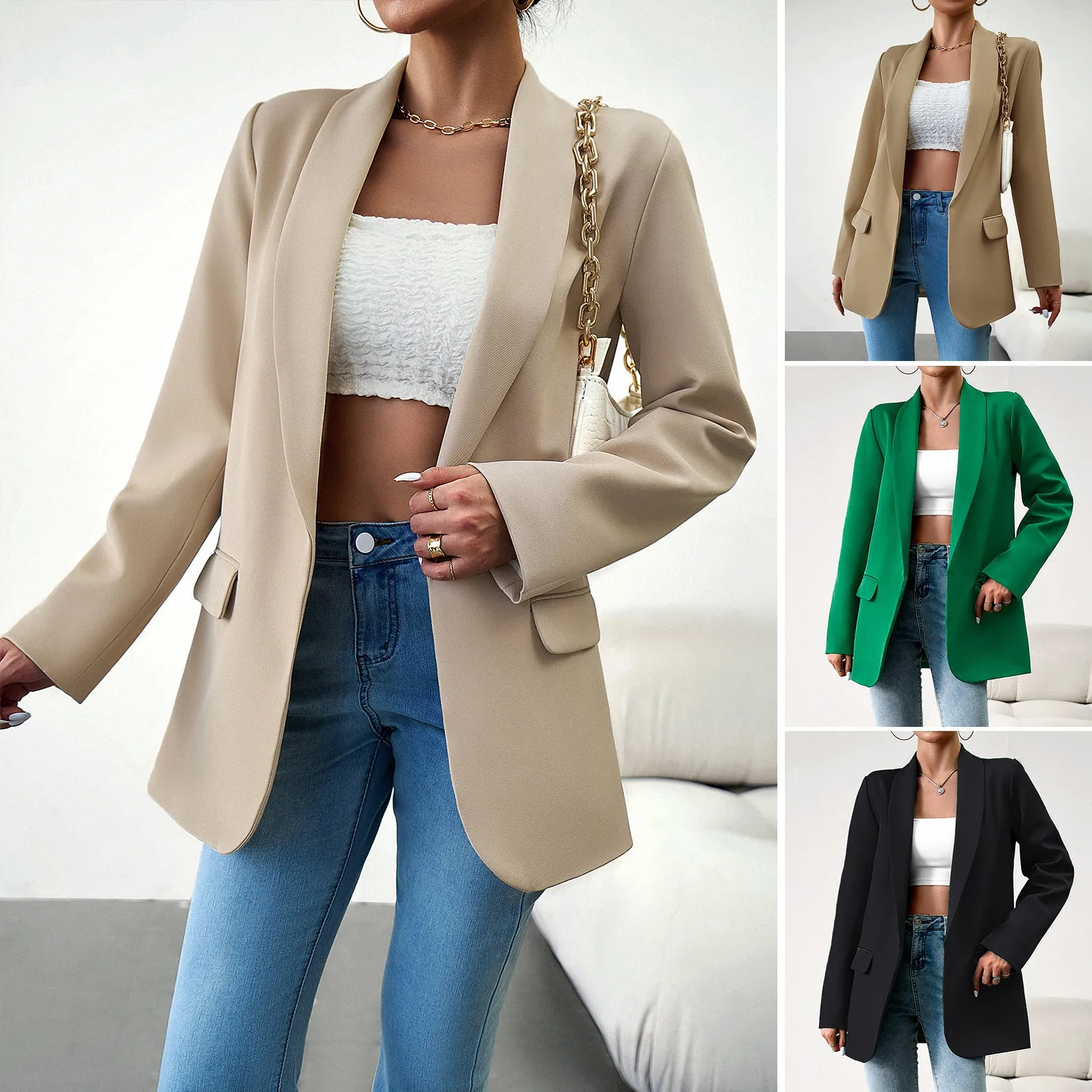 Flytonn-Fall Outfits Women Outwear Streetwear -women's outerwear women's coat Women's Fashion Solid Color Blazer