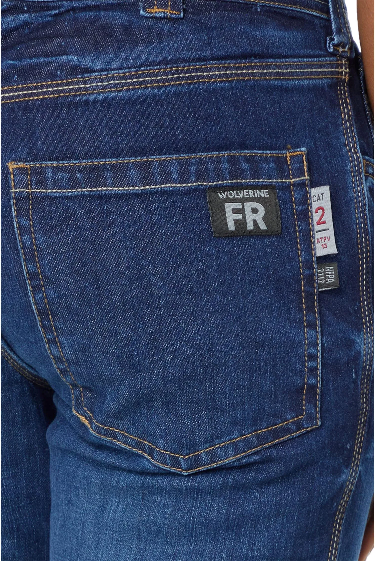 FR (Flame Resistant) Stretch Jeans Wolverine, Dark Rinse Denim