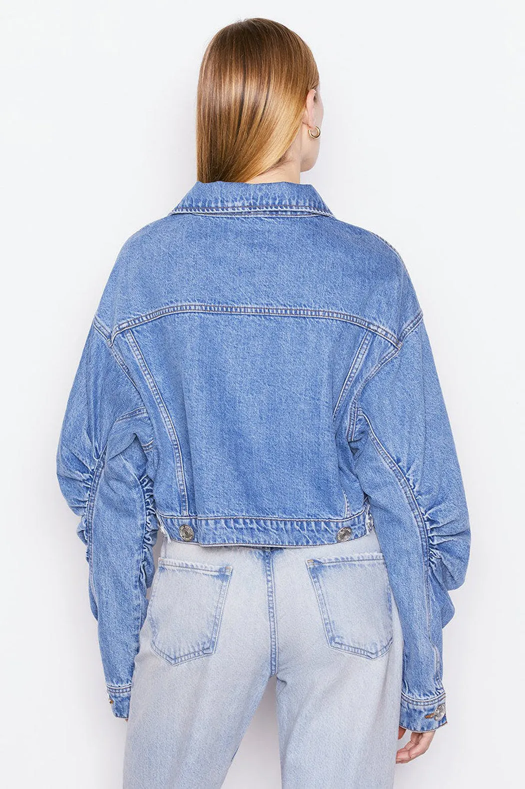 Frame - Ruched Sleeve Denim Jacket