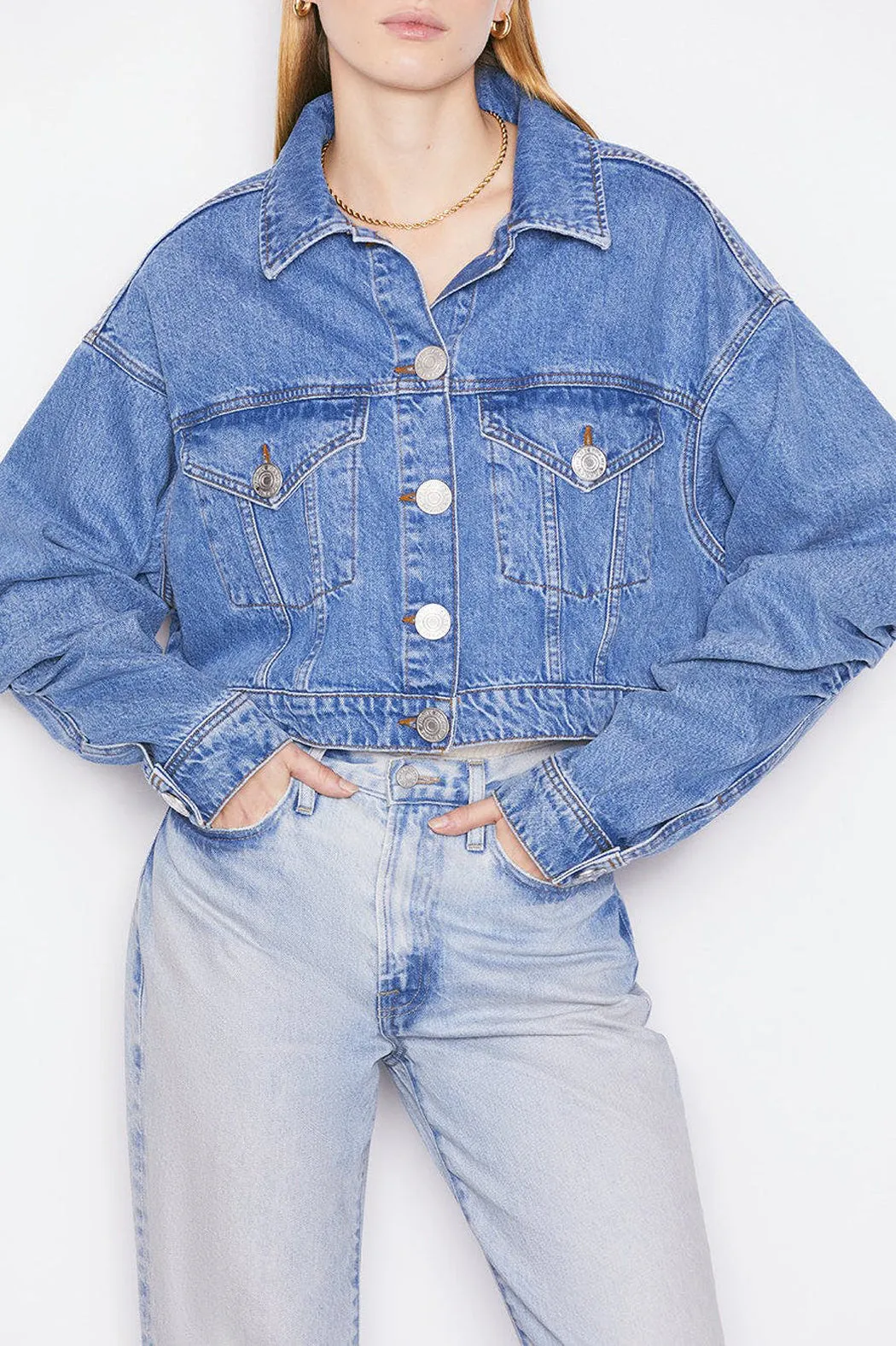 Frame - Ruched Sleeve Denim Jacket