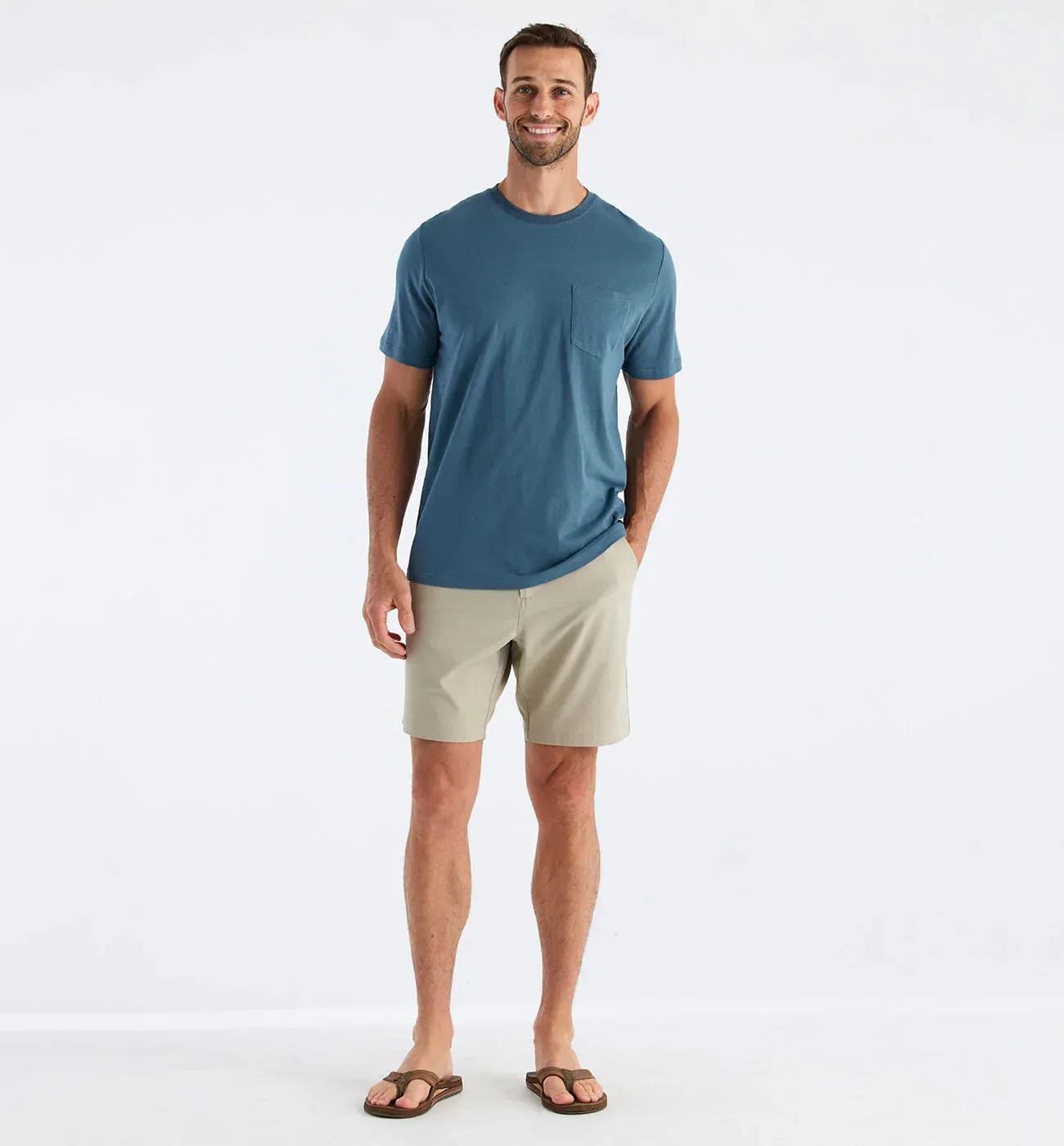 Free Fly Men's Bamboo Heritage Pocket Tee - SLATE BLUE