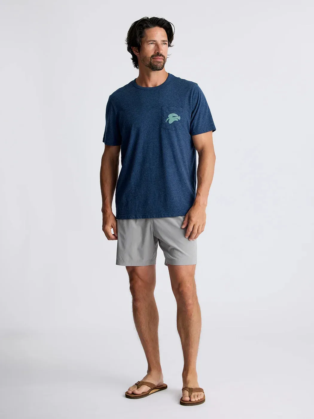 Free Fly Men's High Flyer Pocket Tee in Heather Navy