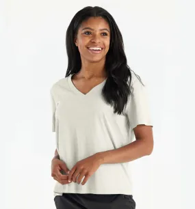 Free Fly Women's Bamboo Heritage V Neck Tee in White Cap