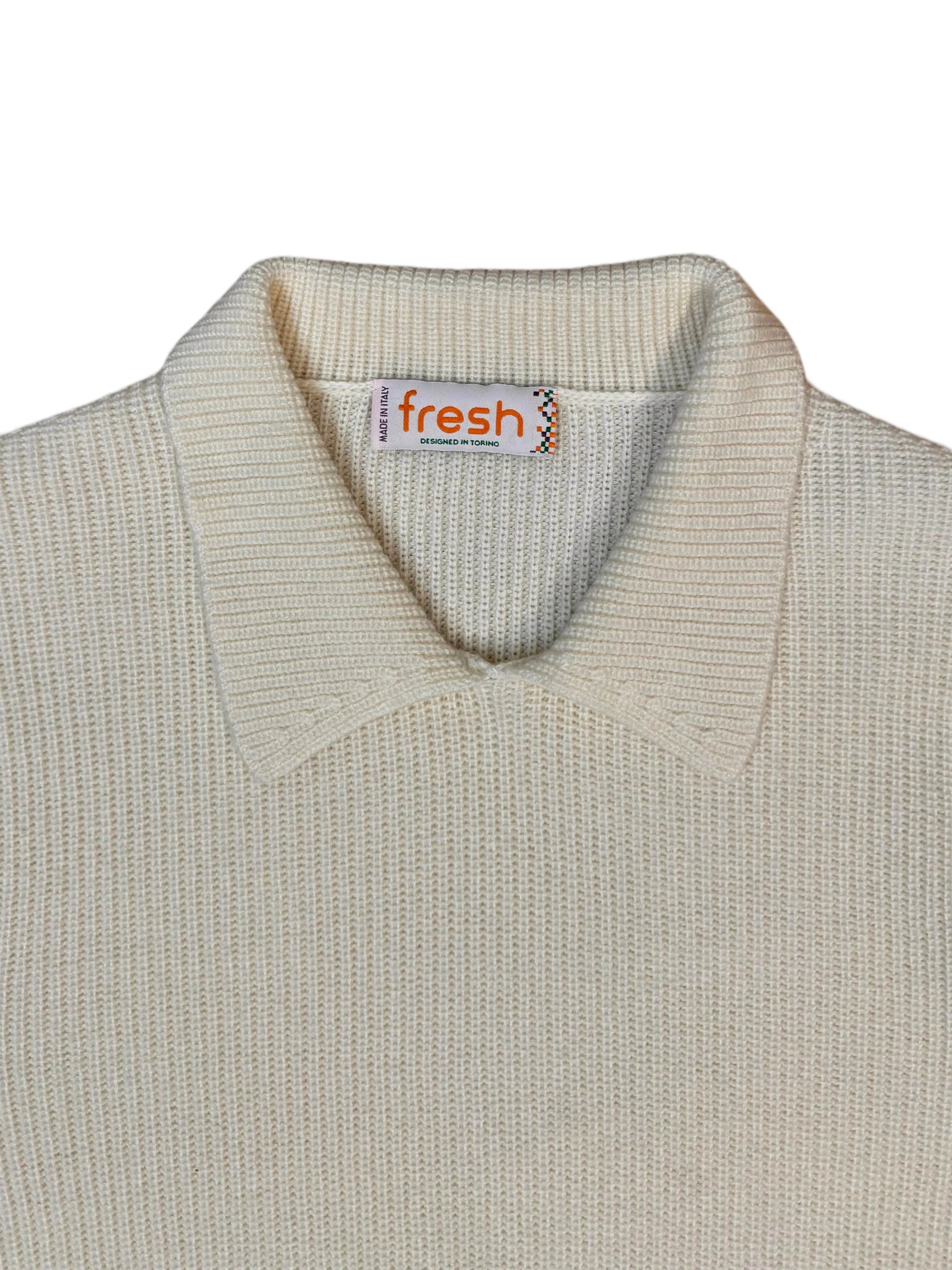 FRESH Sound Merino Polo Sweater In Cream