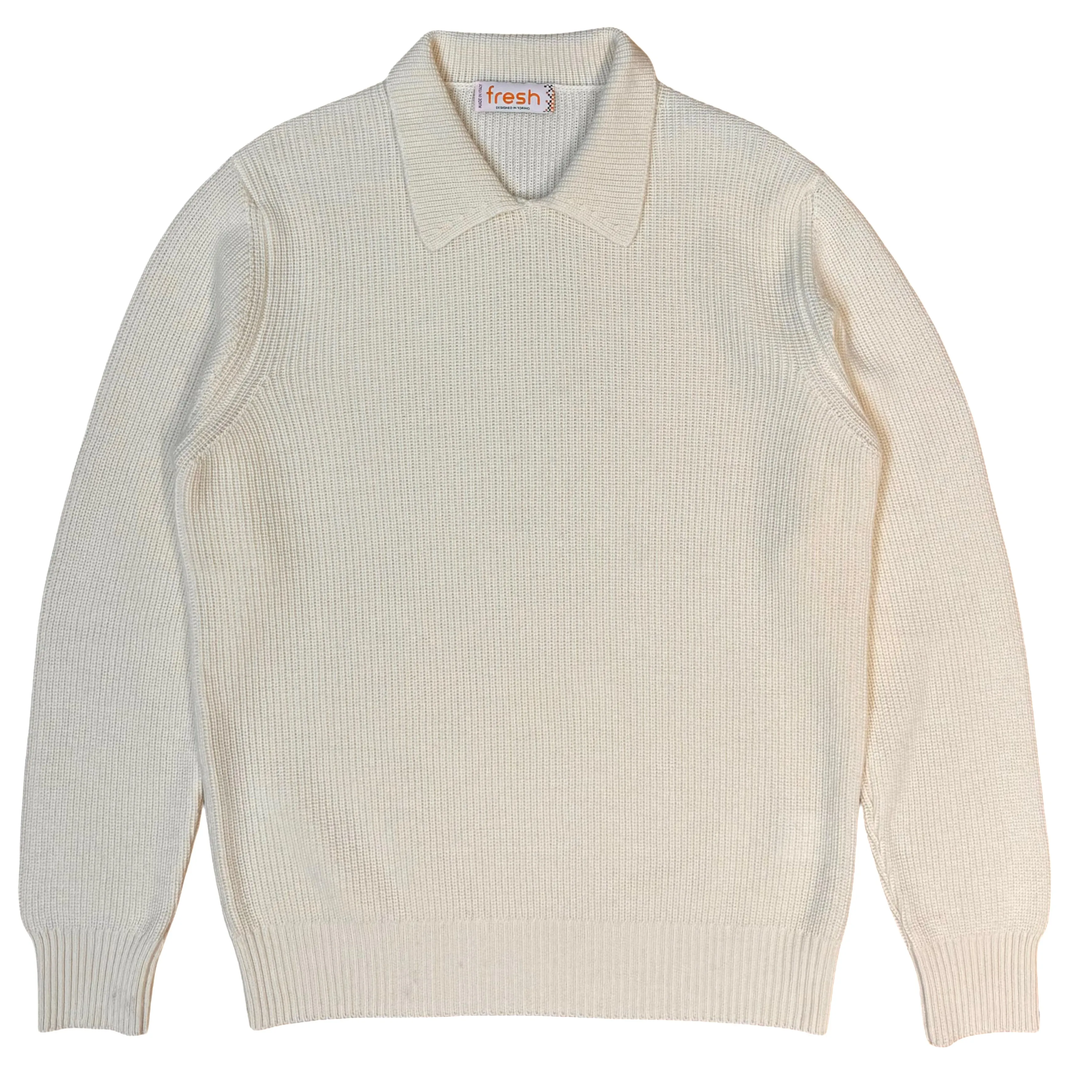 FRESH Sound Merino Polo Sweater In Cream