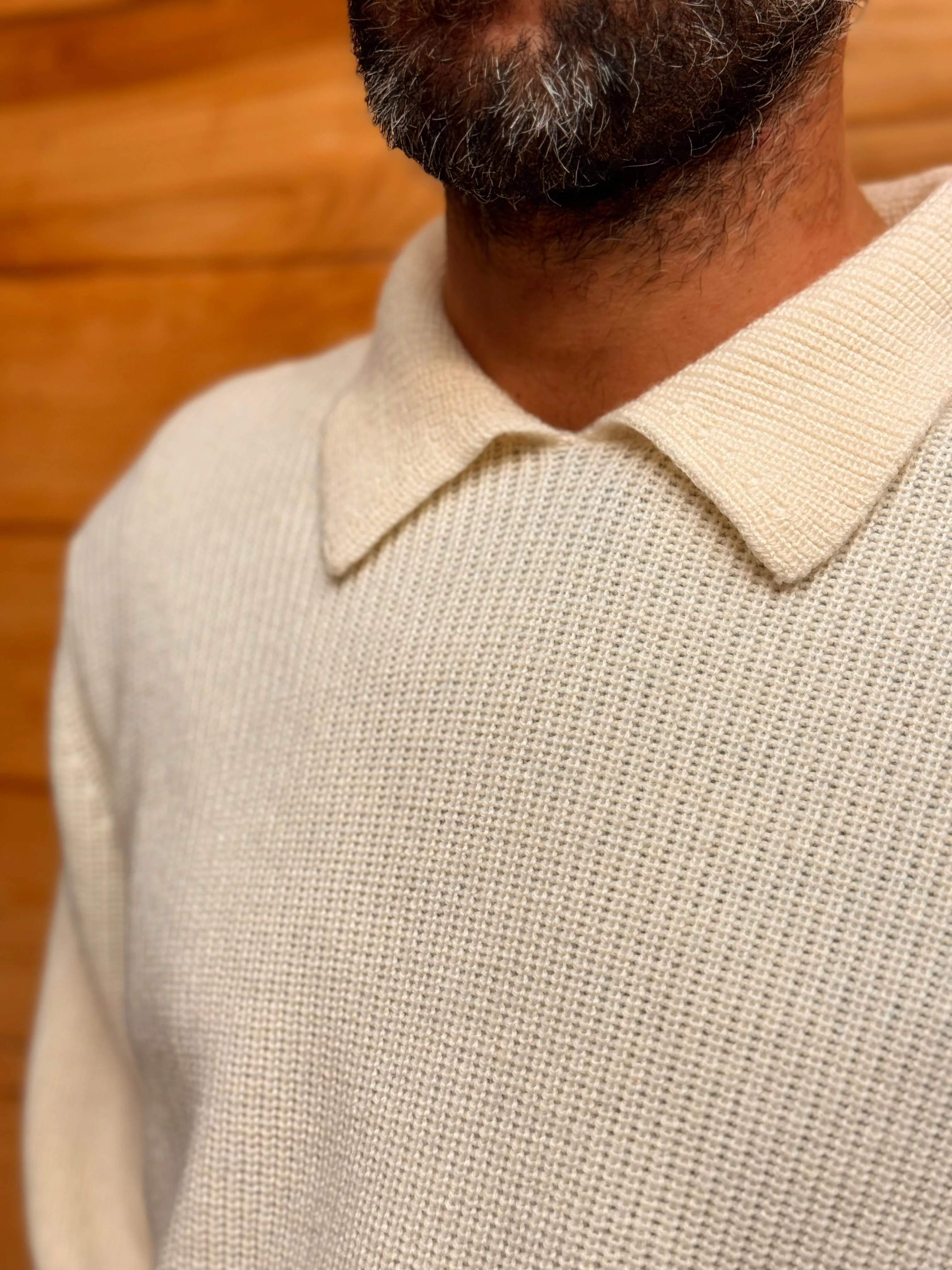 FRESH Sound Merino Polo Sweater In Cream