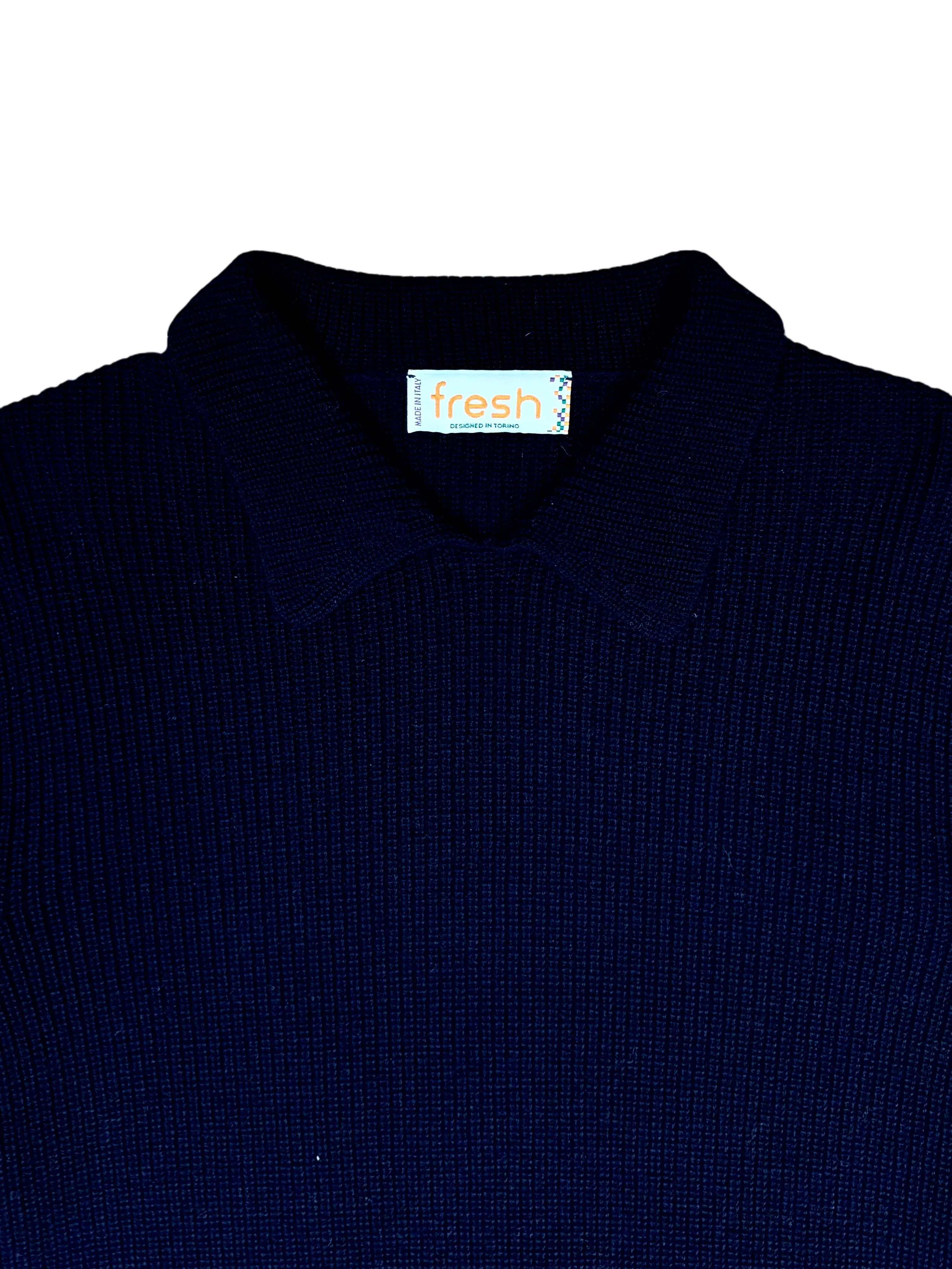 FRESH Sound Merino Polo Sweater In Navy