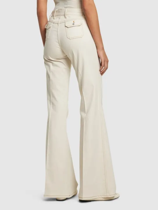 Giambattista Valli   Cotton denim high waisted wide jeans 