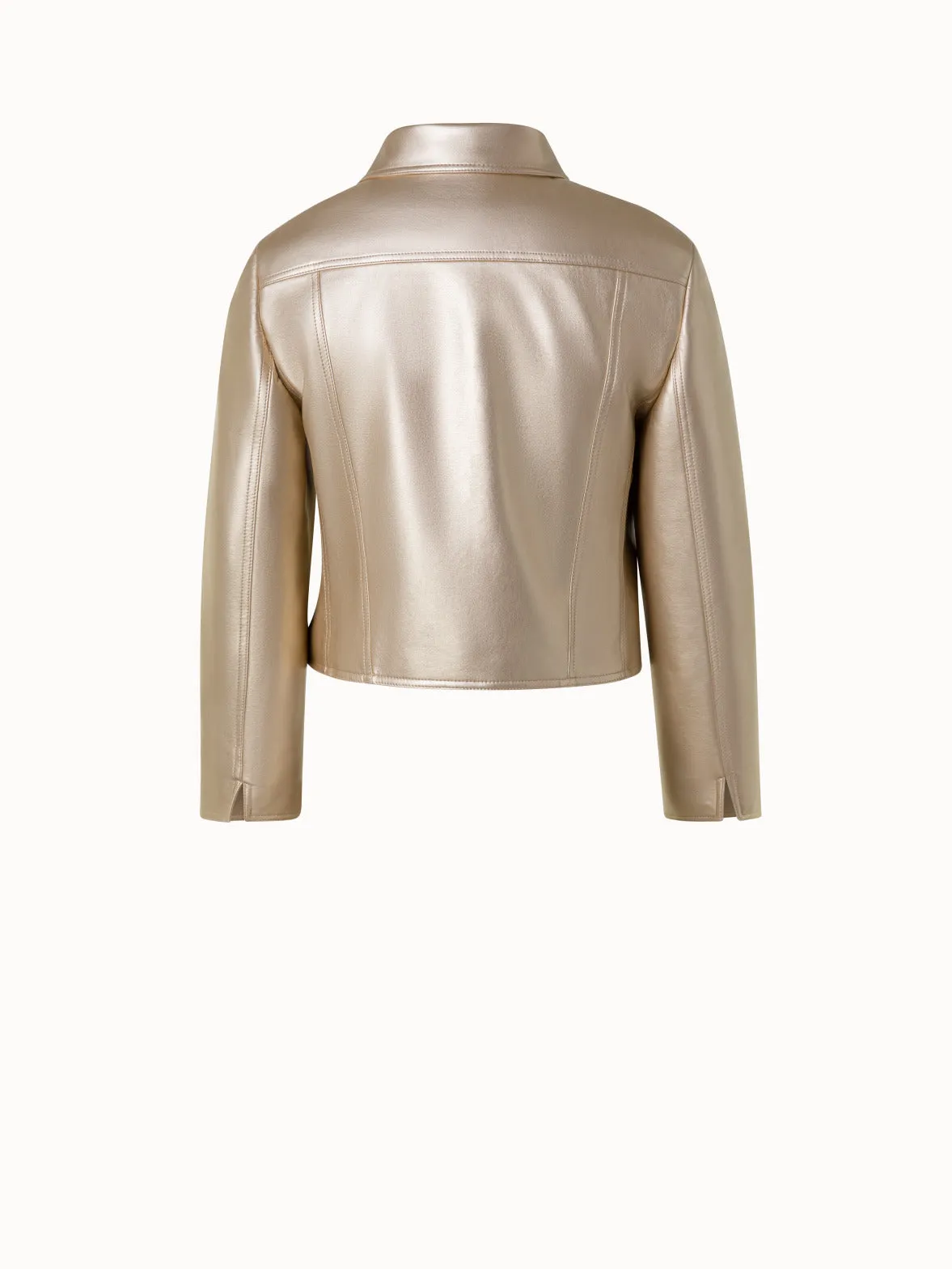 Golden Biker Jacket in Faux Leather