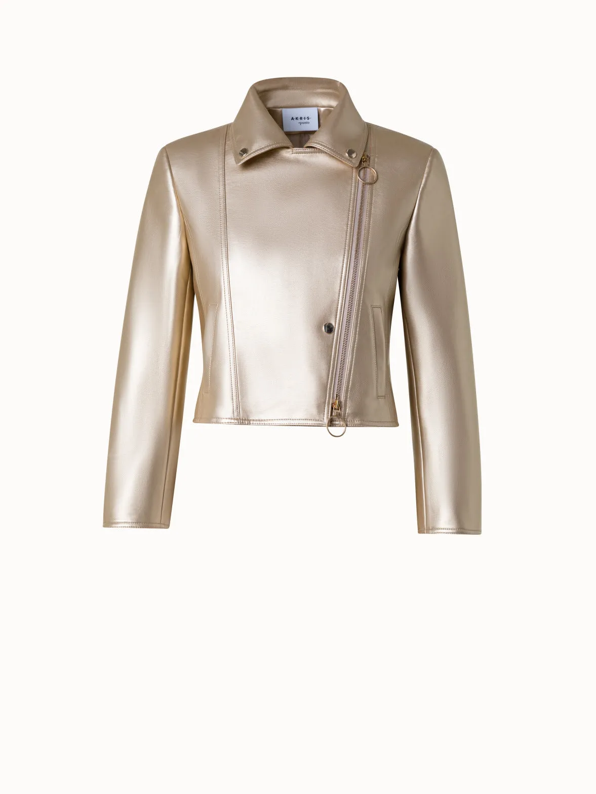 Golden Biker Jacket in Faux Leather