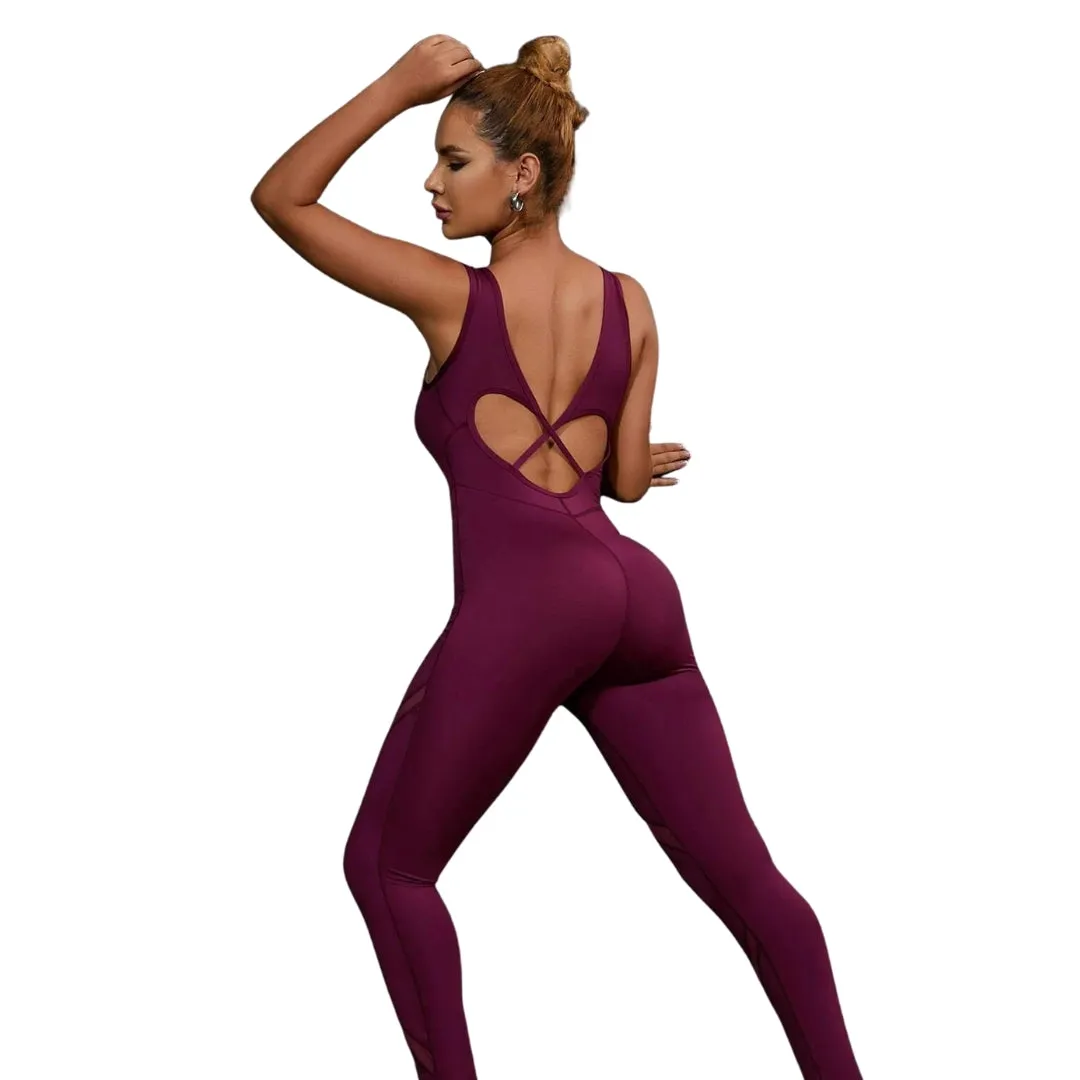 Grace Crisscross Backless Workout Jumpsuit