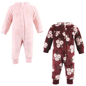 Hudson Baby Plush Jumpsuits, Burgundy Floral