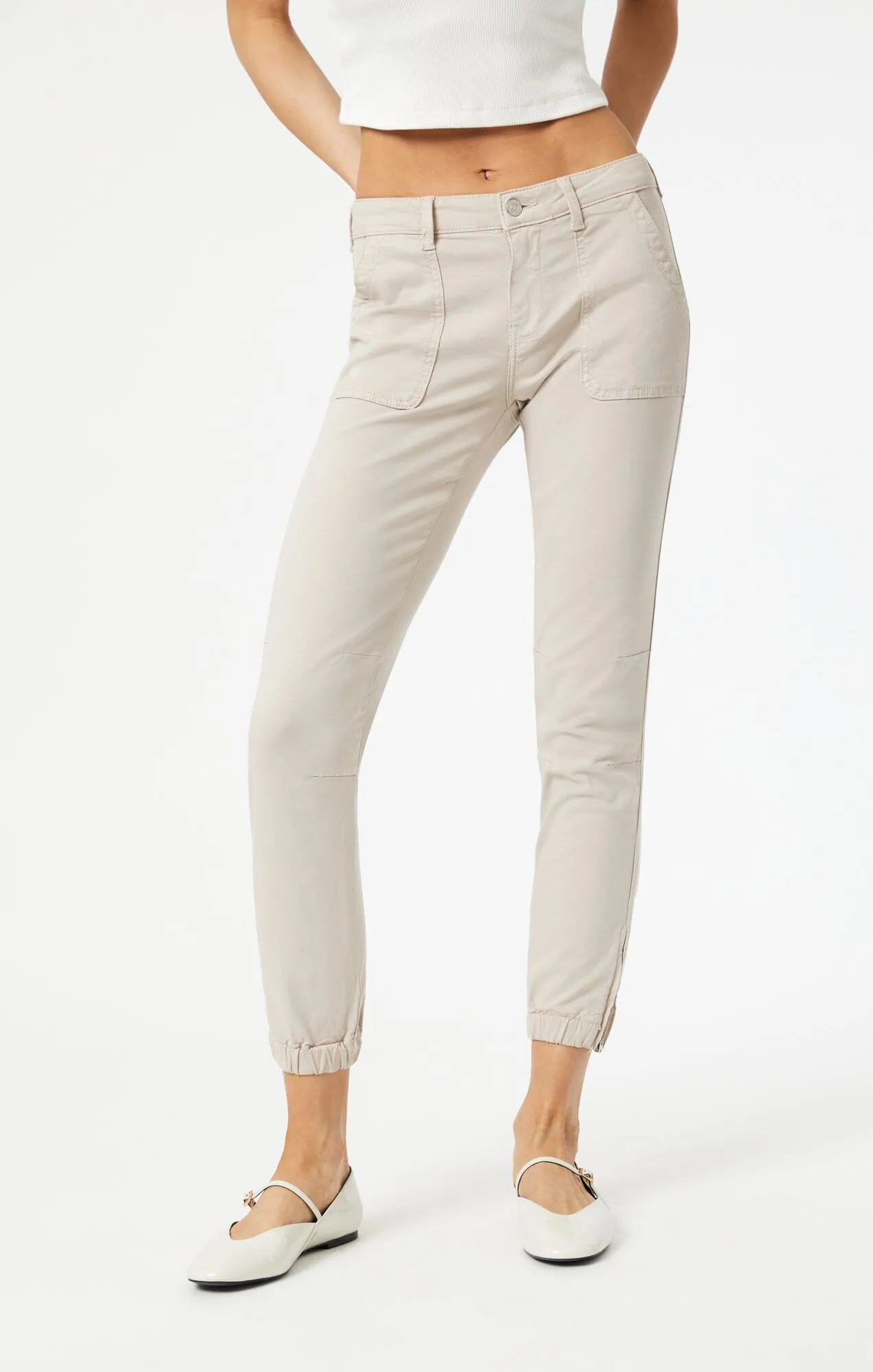 IVY SLIM CARGO IN SILVER GREY LUXE TWILL